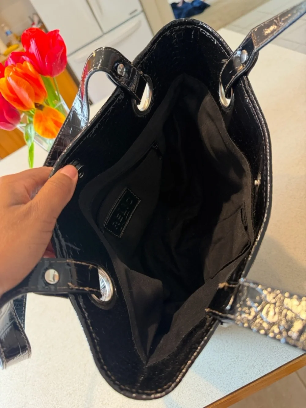 Relic Black Croc-Embossed Patent Shoulder Tote - Picture 5 of 6
